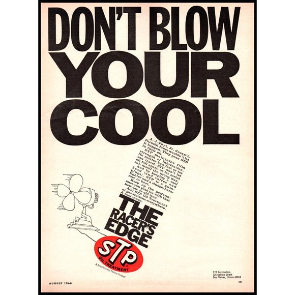 1968 STP Oil Treatment Don't Blow Your Cool Vintage Print Ad Man Cave Wall Art - Picture 1 of 1